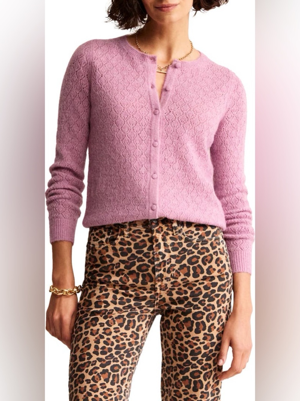 Boden Pointelle Knit Cardigan Medium